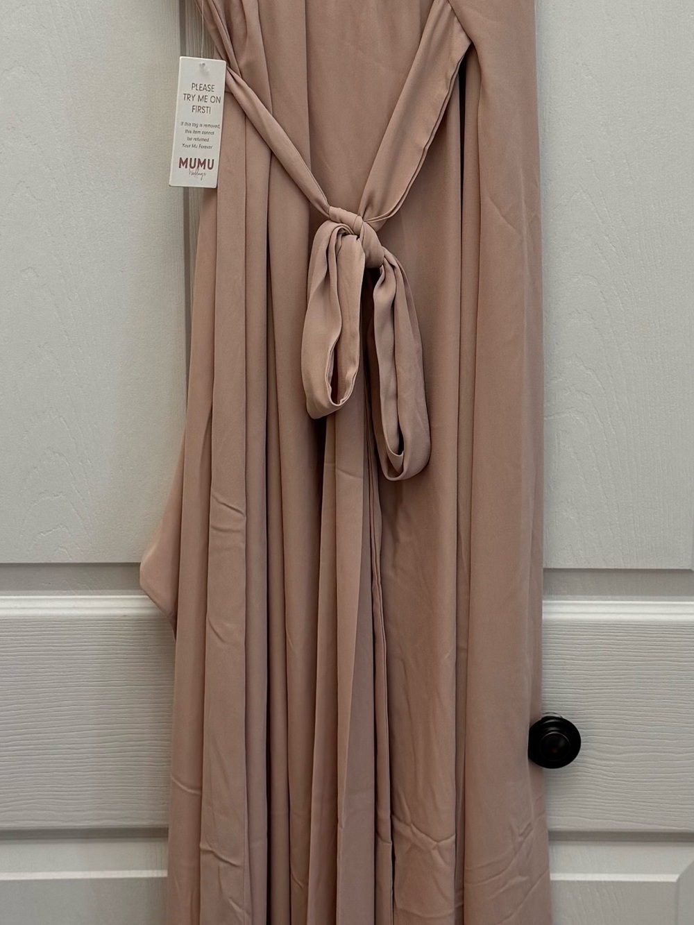 NEW Show me your MUMU Dress, Dusty Blush Crisp, Liz Maxi Dress XL, Wrap Dress - Picture 6 of 10